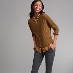 CAbi Luna Brown Pullover Sweater 3/4 Sleeves L